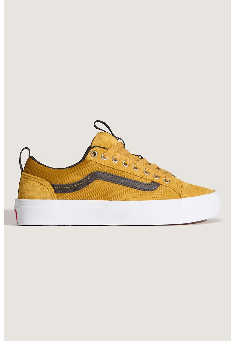 Tenisi canvas cu garnituri din piele intoarsa SkateOld Skool - Maro inchis/Galben mustar
