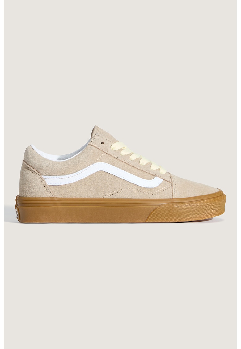 Pantofi sport Old Skool din piele cu garnituri din material textil - Maro deschis/Alb optic