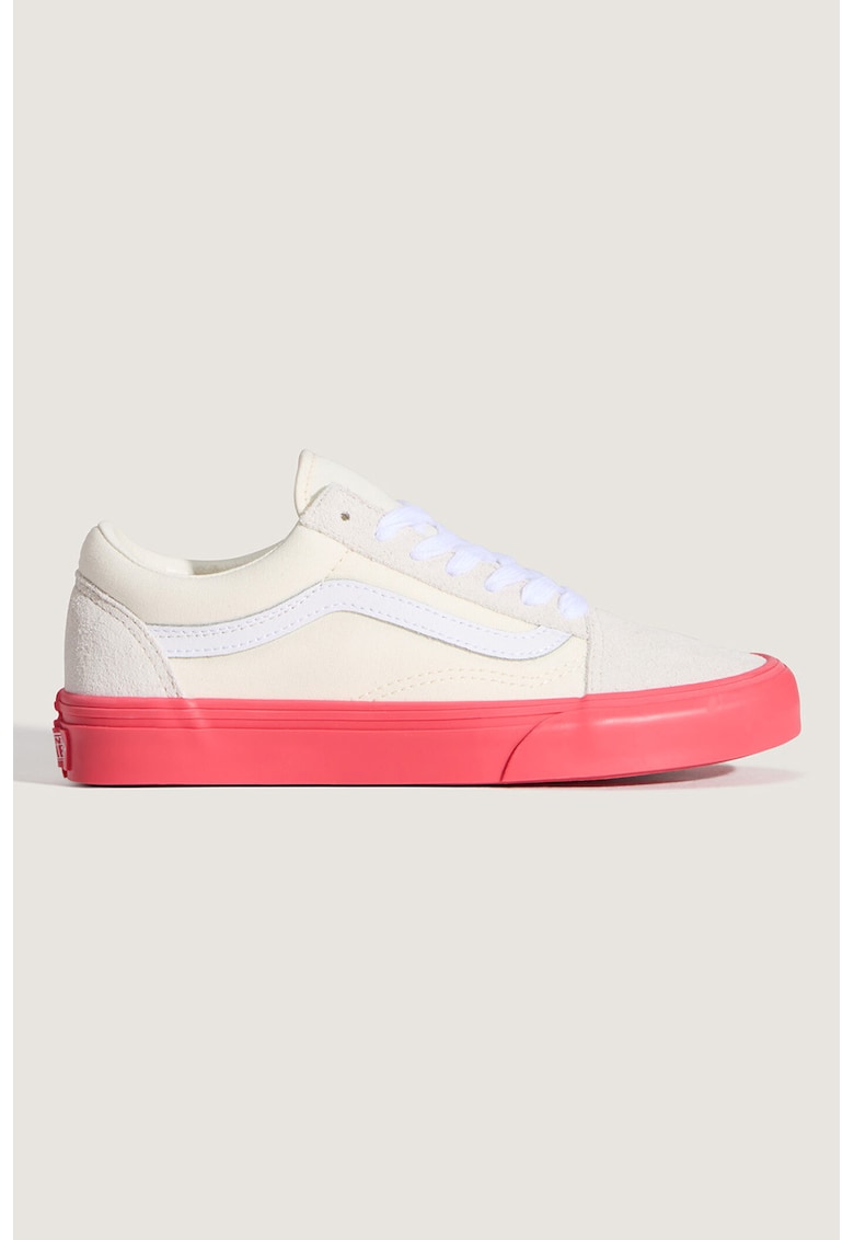 Tenisi din piele cu garnituri din material textil Old Skool - Rosu corai/Crem