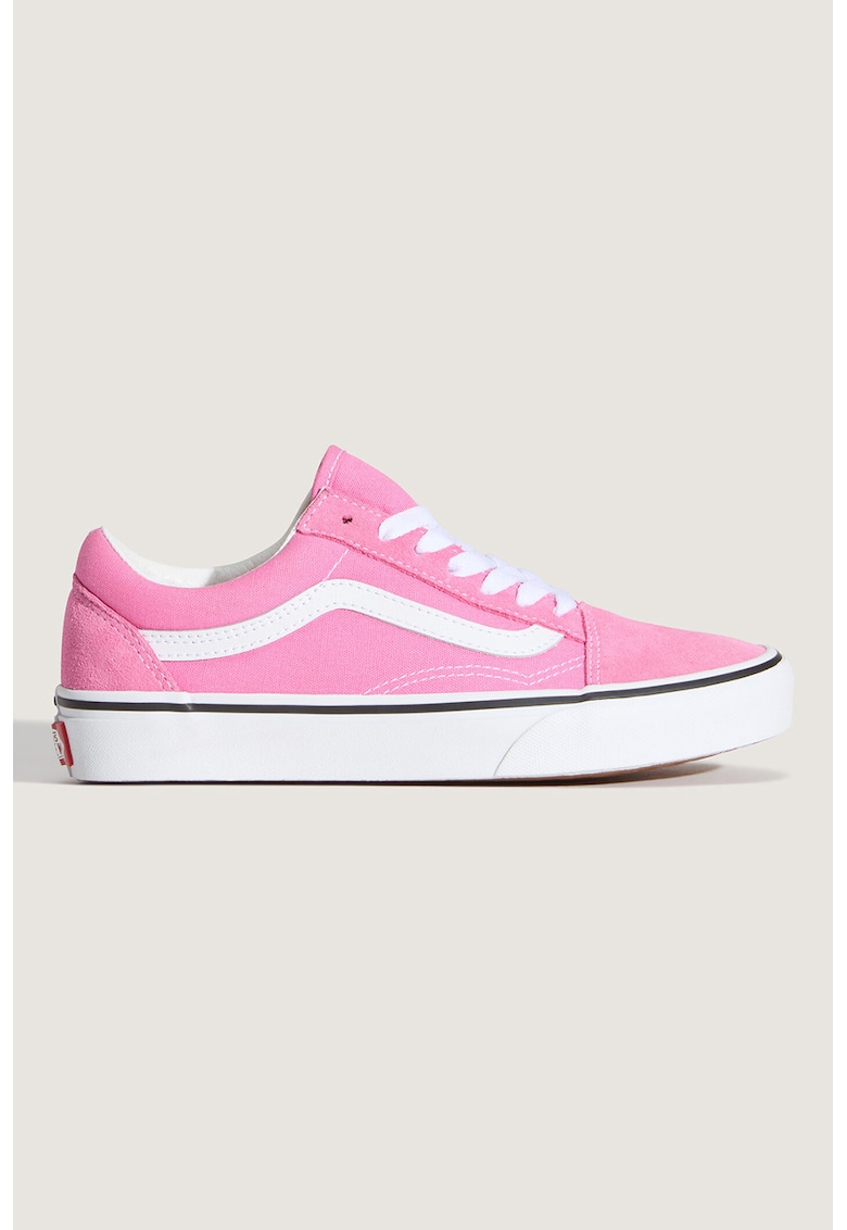 Tenisi din piele cu garnituri din material textil Old Skool - Alb/Roz