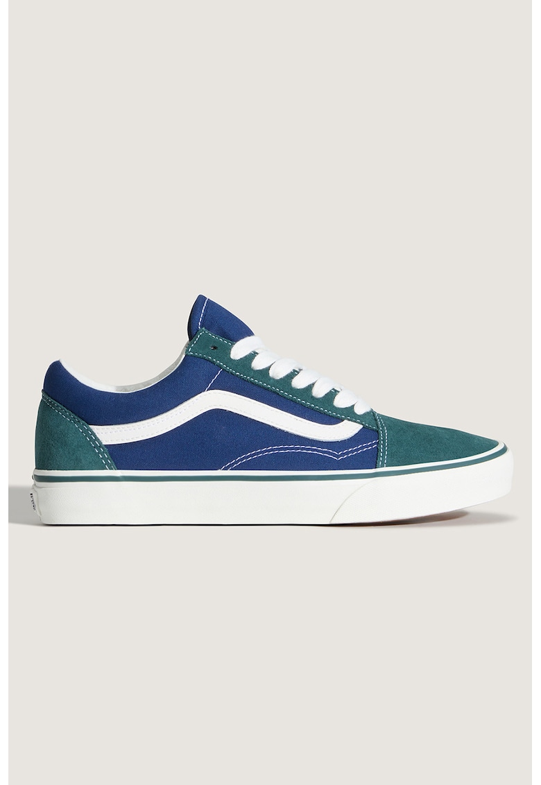 Tenisi unisex cu garnituri din piele intoarsa Old Skool Nine - Albastru inchis/Verde petrol
