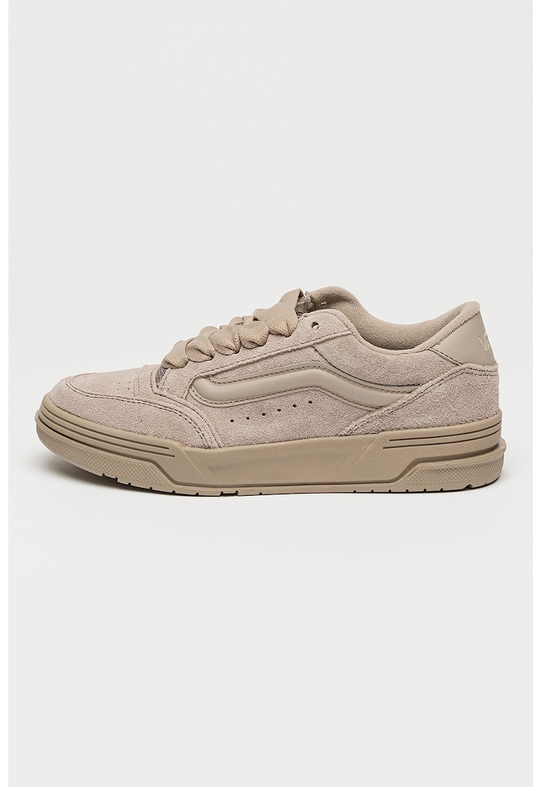 Pantofi sport Hylane de piele intoarsa cu sireturi - Maro taupe