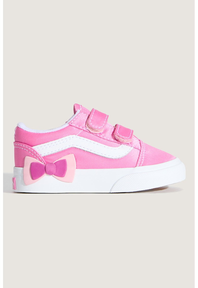 Pantofi sport Old Skool cu banda dubla velcro - Alb/Roz inchis