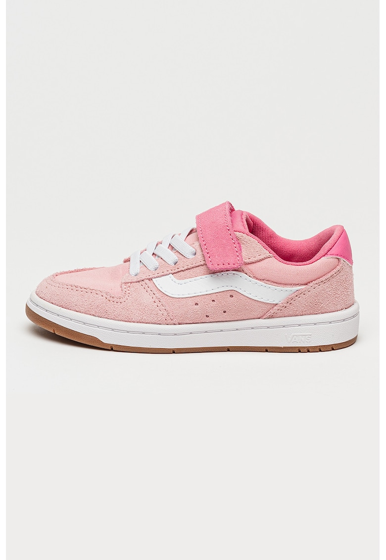 Pantofi sport Ryland de piele intoarsa cu insertii textile - Roz pastel/Alb optic