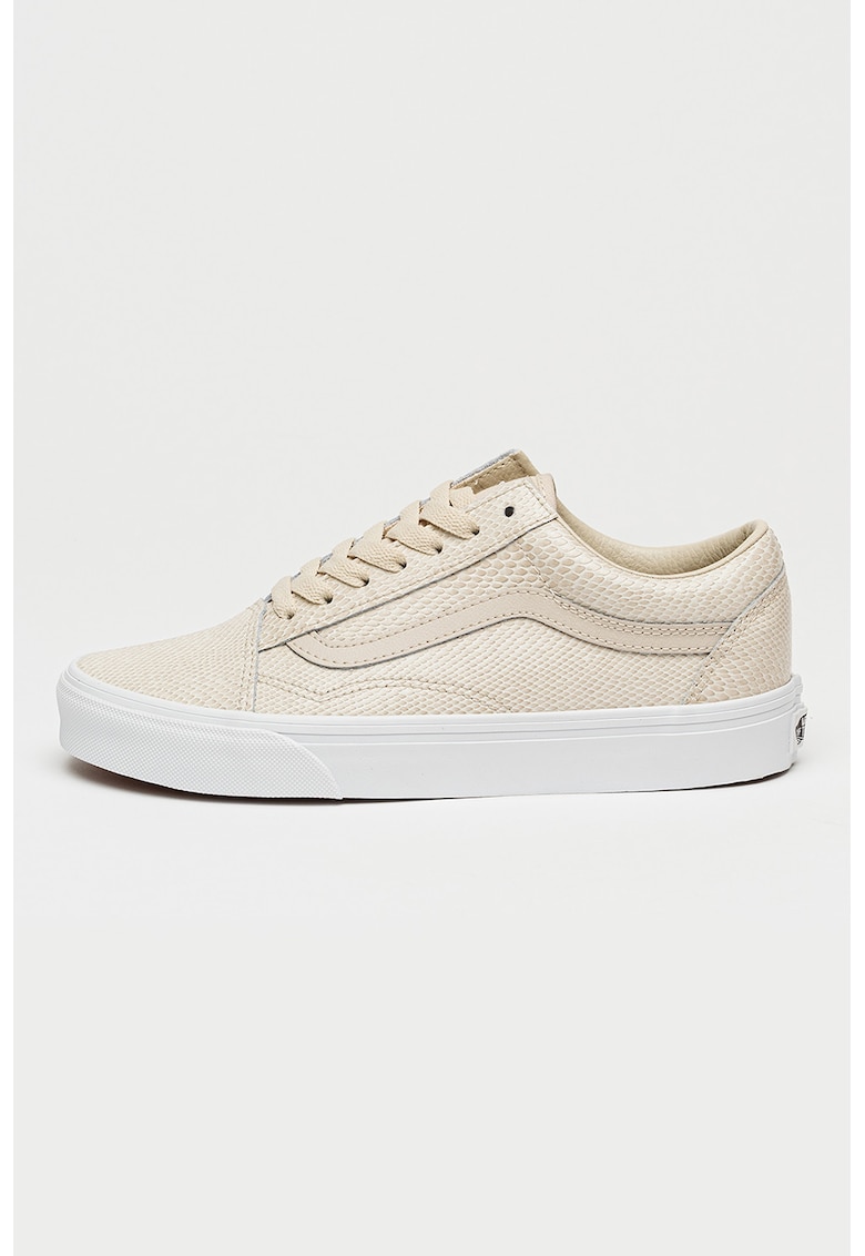 Pantofi sport Old Skool de piele cu model piele de reptila - Alb optic/Bej deschis