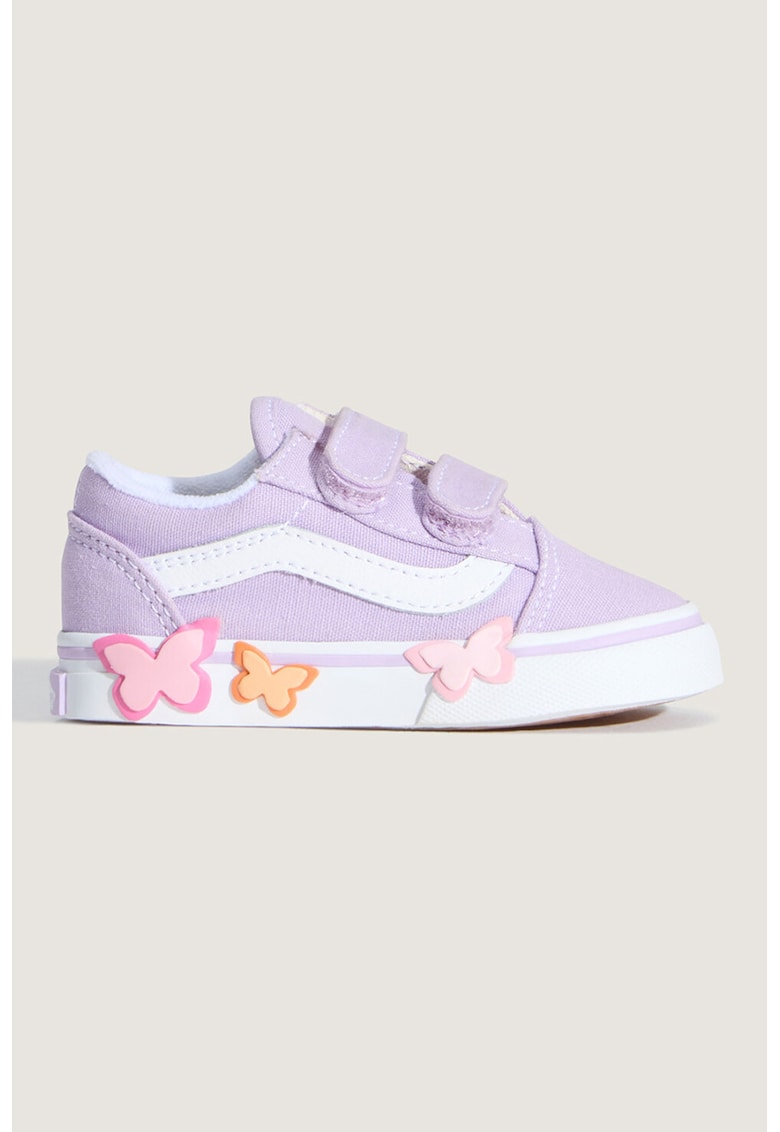 Pantofi sport Old Skool cu garnituri din piele si aplicatii fluturi - Violet deschis/Alb optic