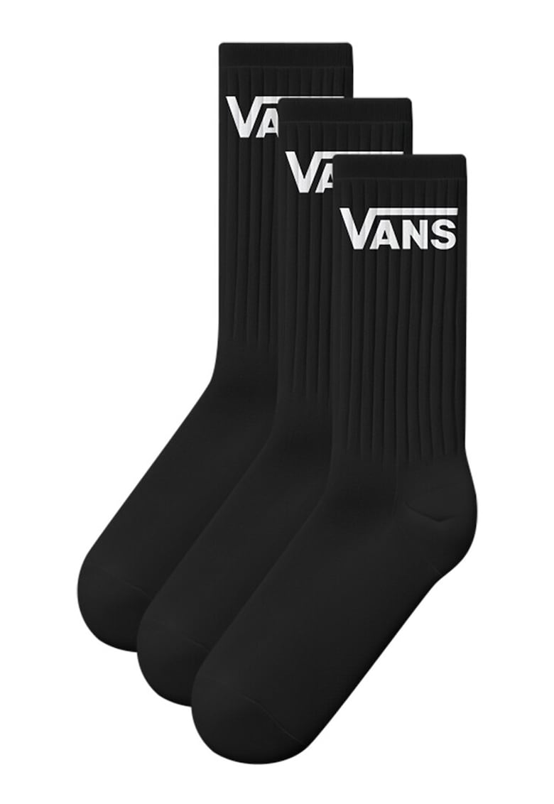 Set de sosete lungi cu logo - 3 perechi - Negru/Alb murdar