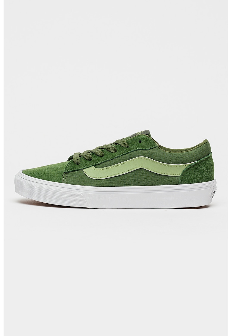 Pantofi sport Vero LS low-cut cu segmente de piele intoarsa - Verde pal/Verde feriga