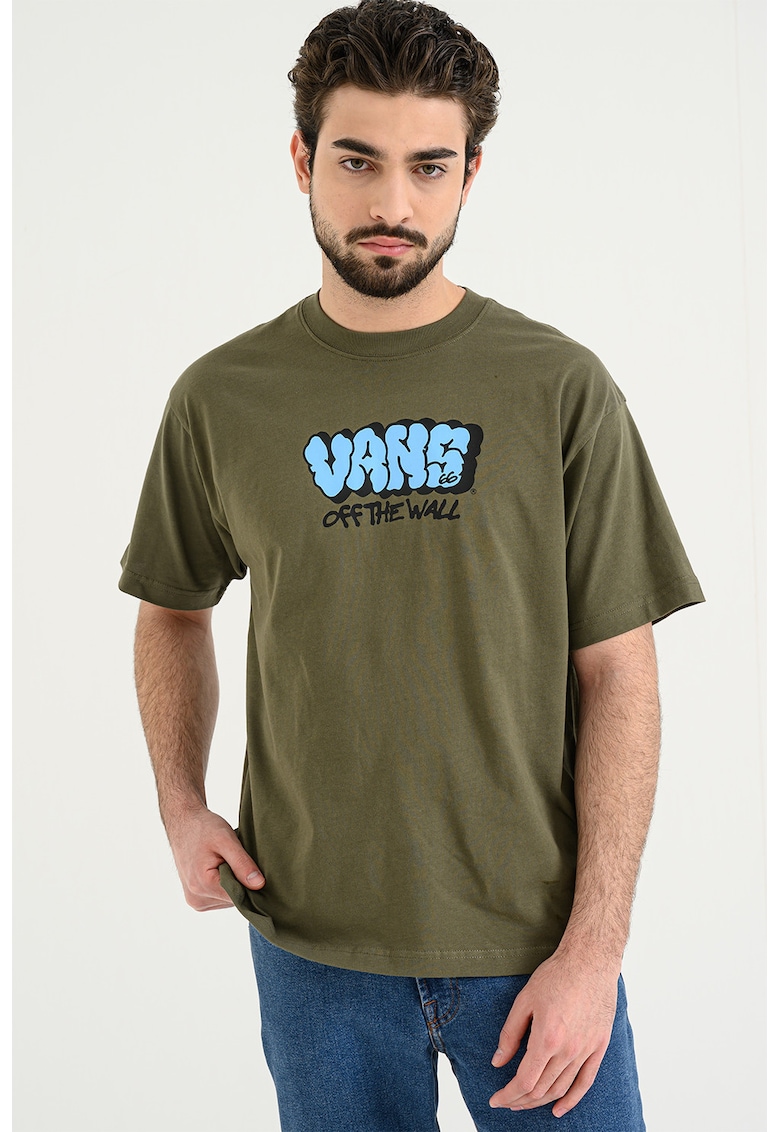 Tricou regular fit cu logo - Albastru pastel/Negru/Verde feriga