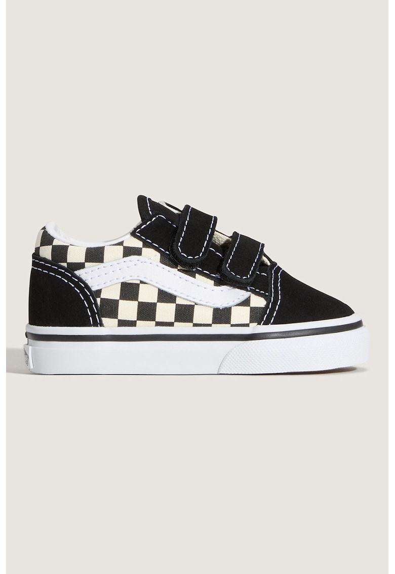 Pantofi sport Old Skool cu piele si velcro - Negru/Crem