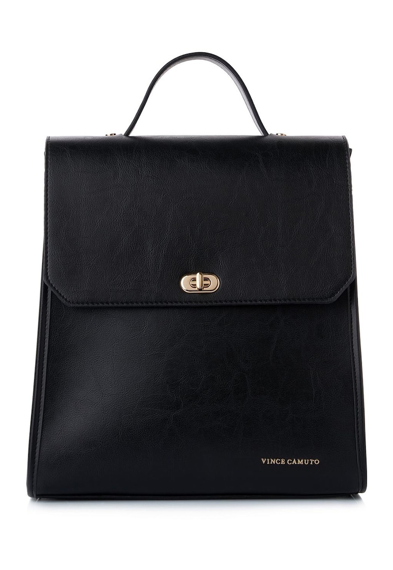 Rucsac din piele ecologica cu detaliu logo - Negru