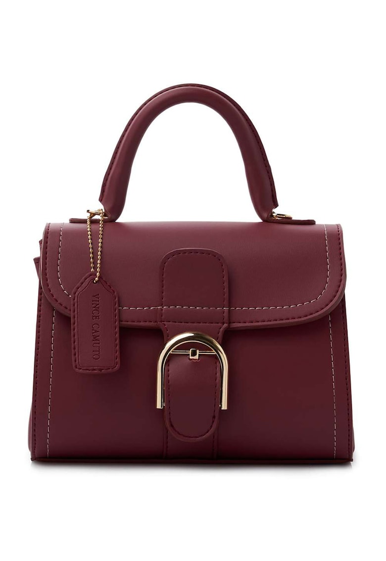 Geanta din piele ecologica cu maner si catarama metalica - Visiniu