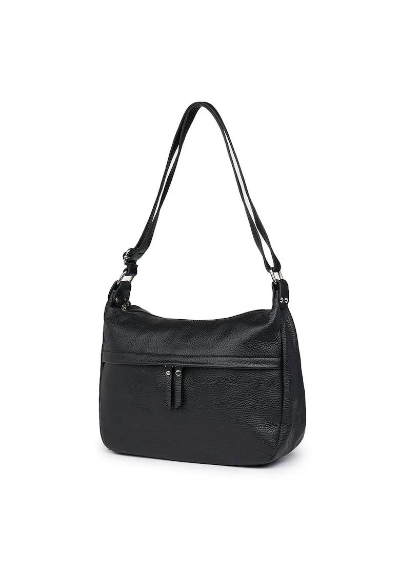 Posetă din piele naturală Amelia - neagră - 24x32x12cm - două compartimente