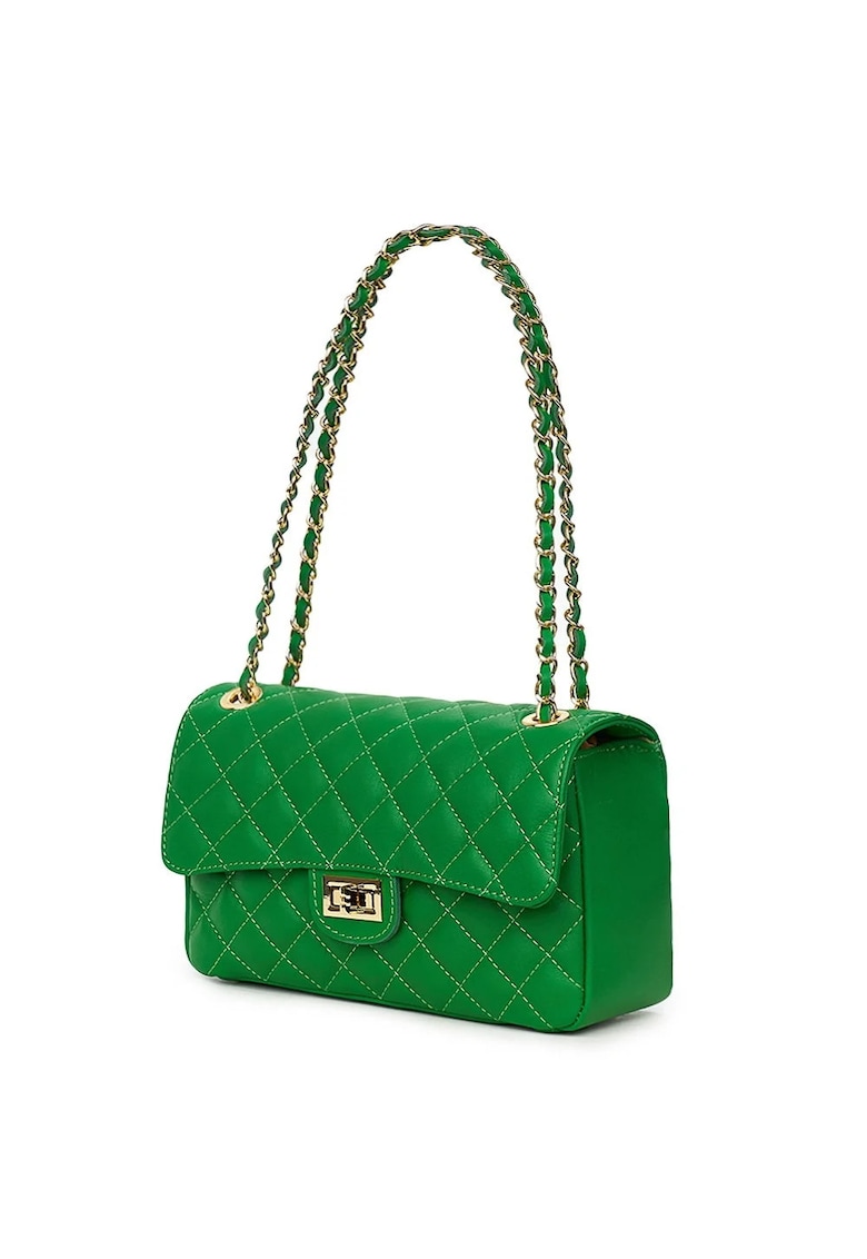 Poseta din piele matlasata Angela verde