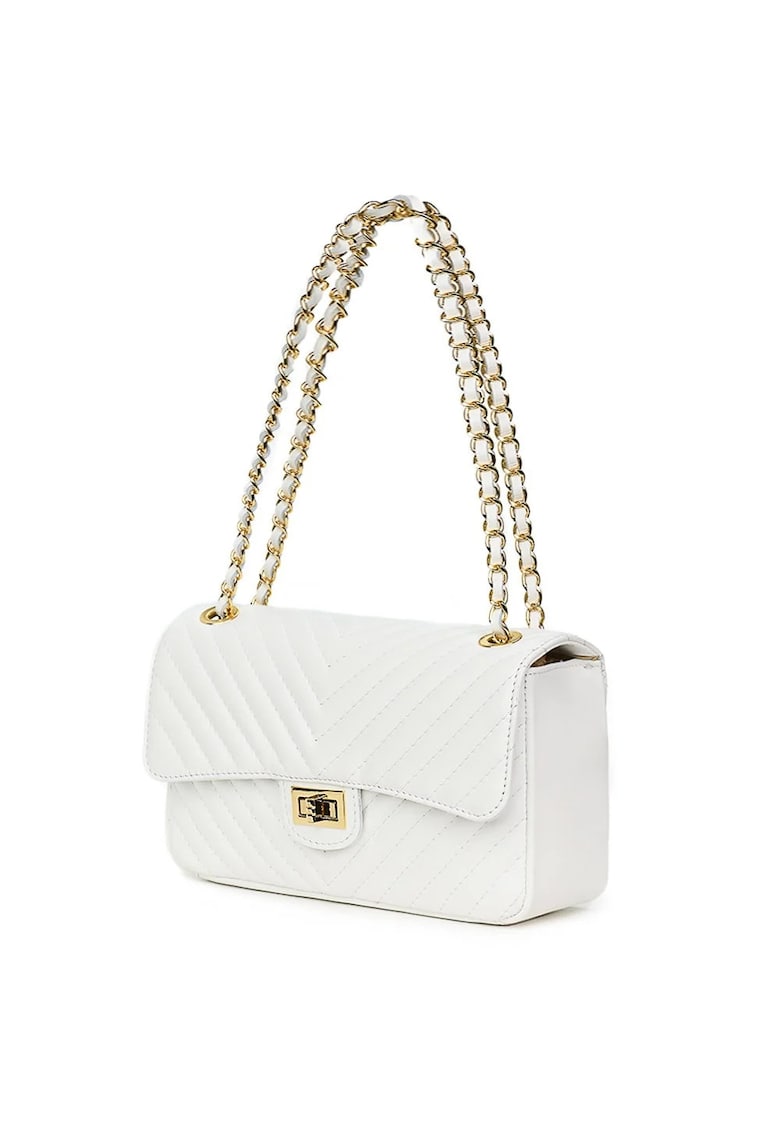 Poseta din piele matlasata Anna alba