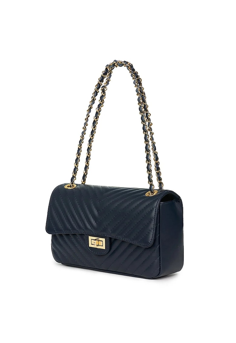 Poseta din piele matlasata Anna bleumarin