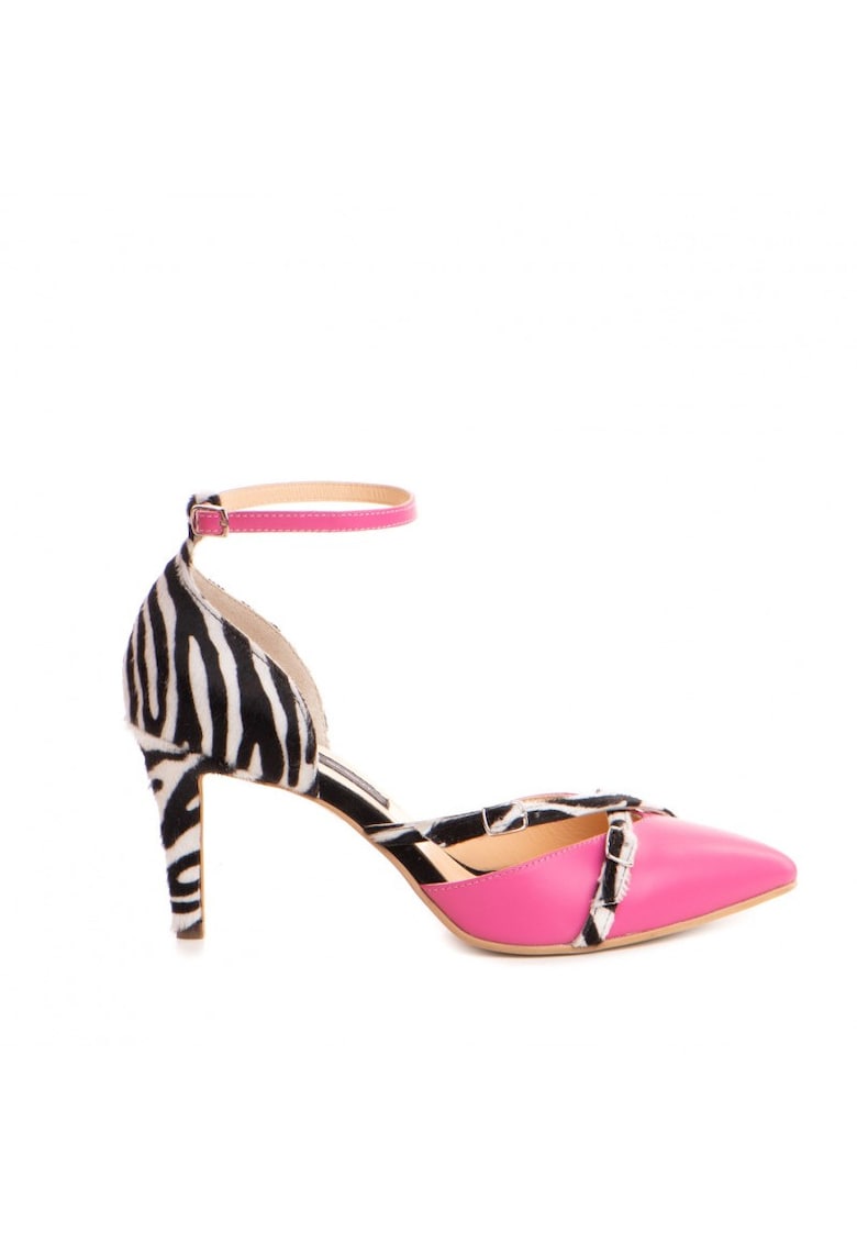 Pantofi stiletto piele naturala Roz Iza