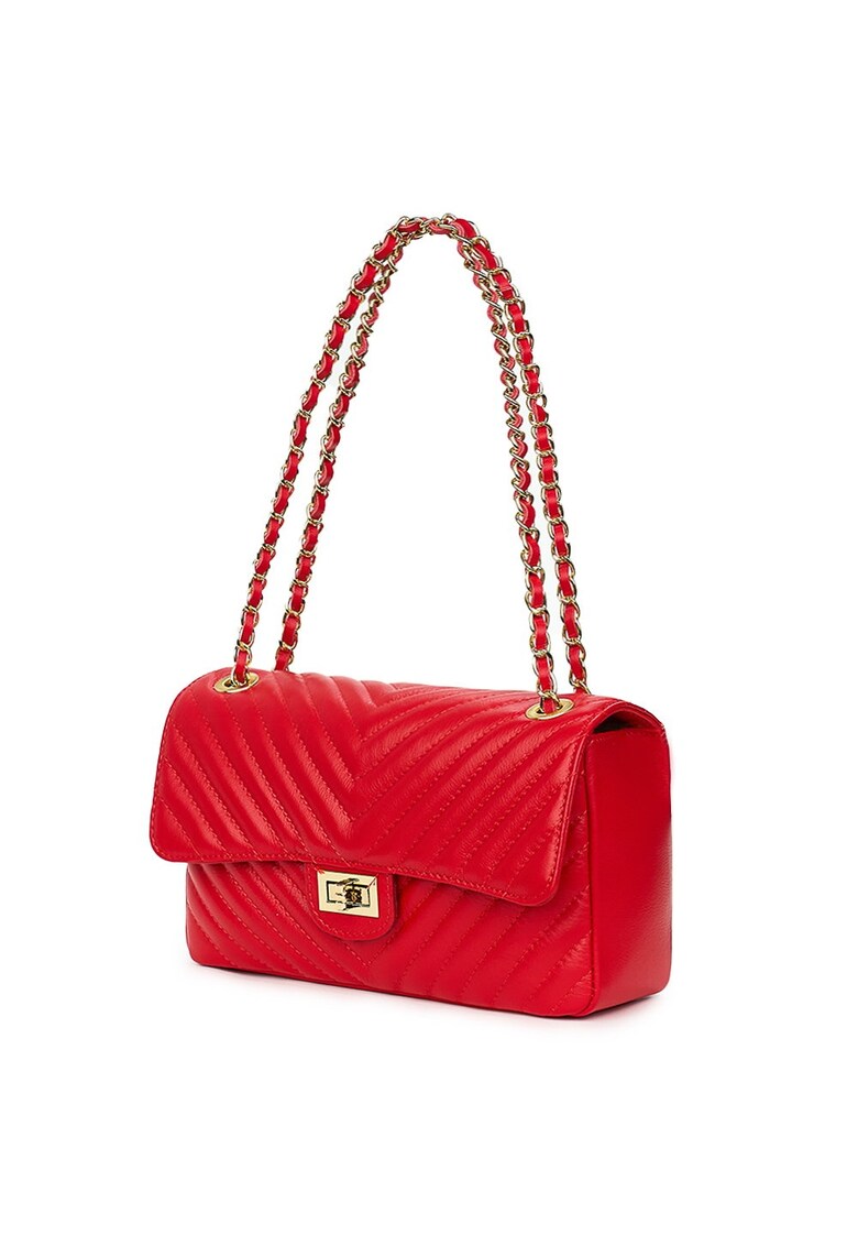 Poseta din piele matlasata Anna rosie