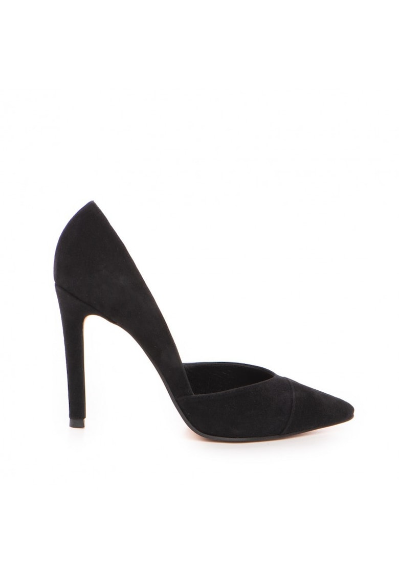 Pantofi stiletto piele naturala Negru Curve