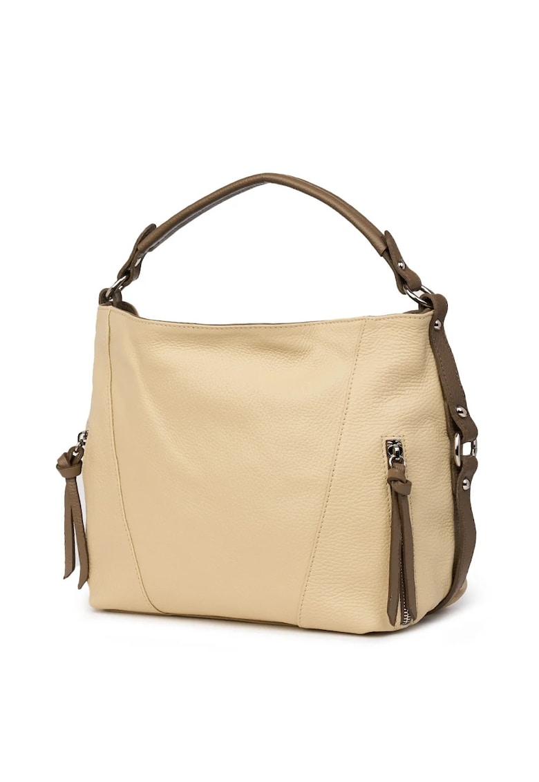 Geanta dama Samira - piele naturala - crem/bej - 27x38x10cm - 27x38cm