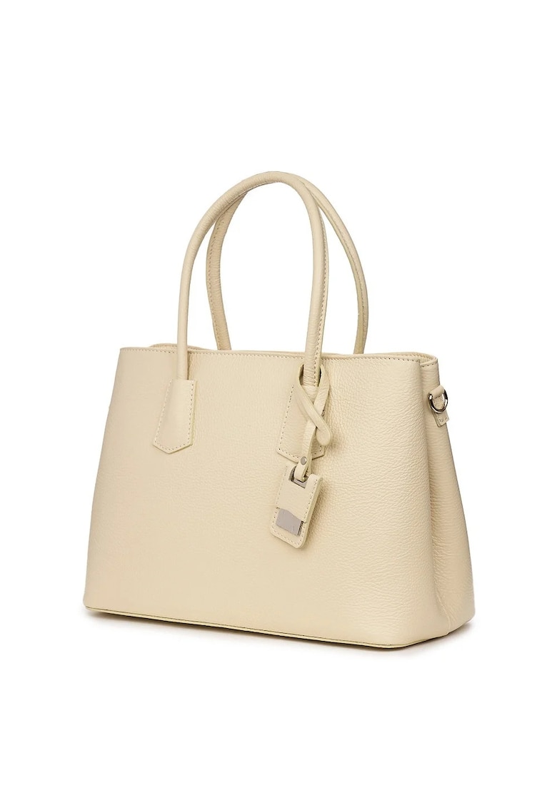 Geantă dama - Valentina - piele naturală - crem - 25x37x16cm