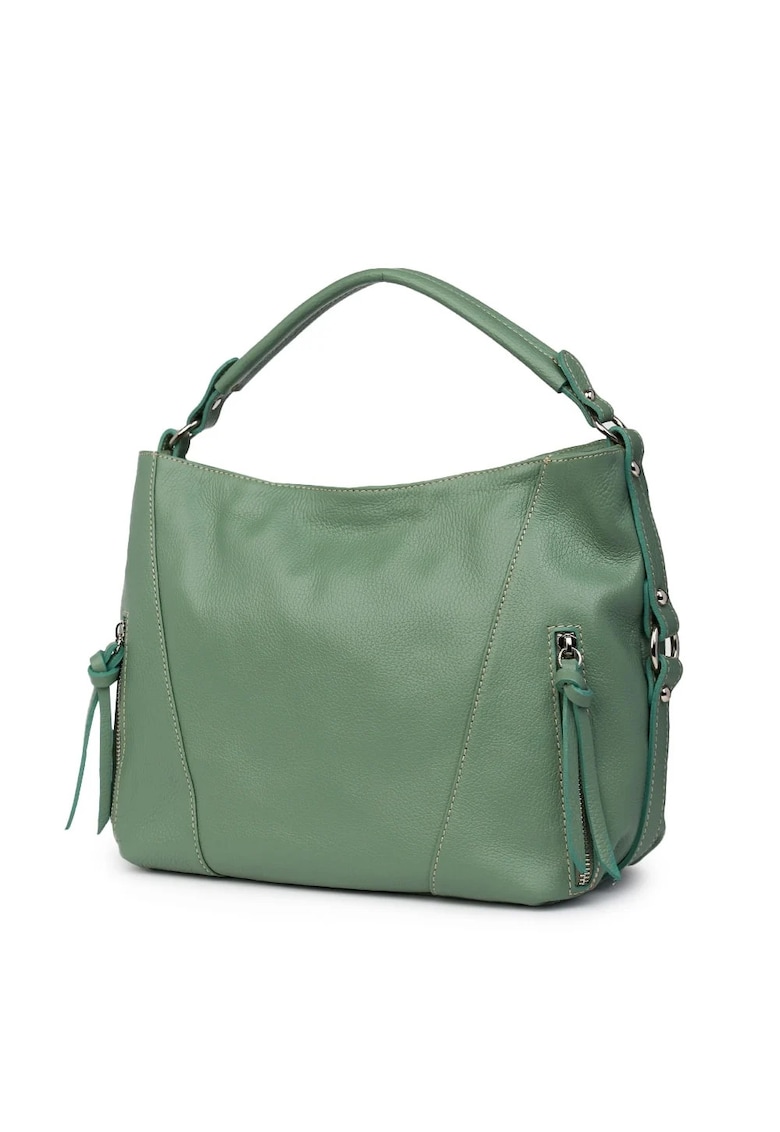 Geanta de dama - Samira - piele naturala - verde fistic - 27x38x10cm - 27x38cm