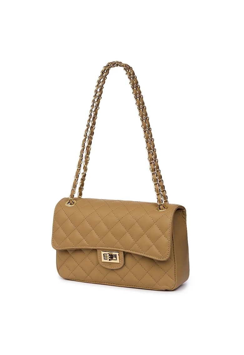 Poseta din piele matlasata Angela - Bej