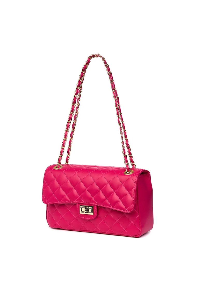 Poseta din piele matlasata Angela - Fucsia