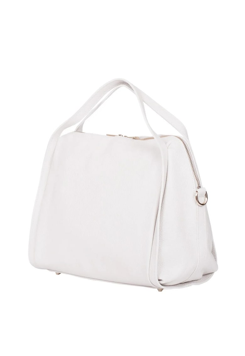 Geantă dama Evelyn - piele naturală - alb - 29x33x15cm