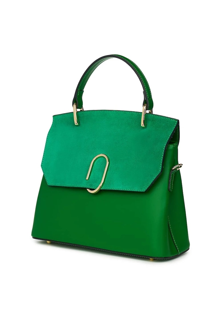 Poseta din piele naturala Ruby - verde - 24x30x11cm - 2 compartimente