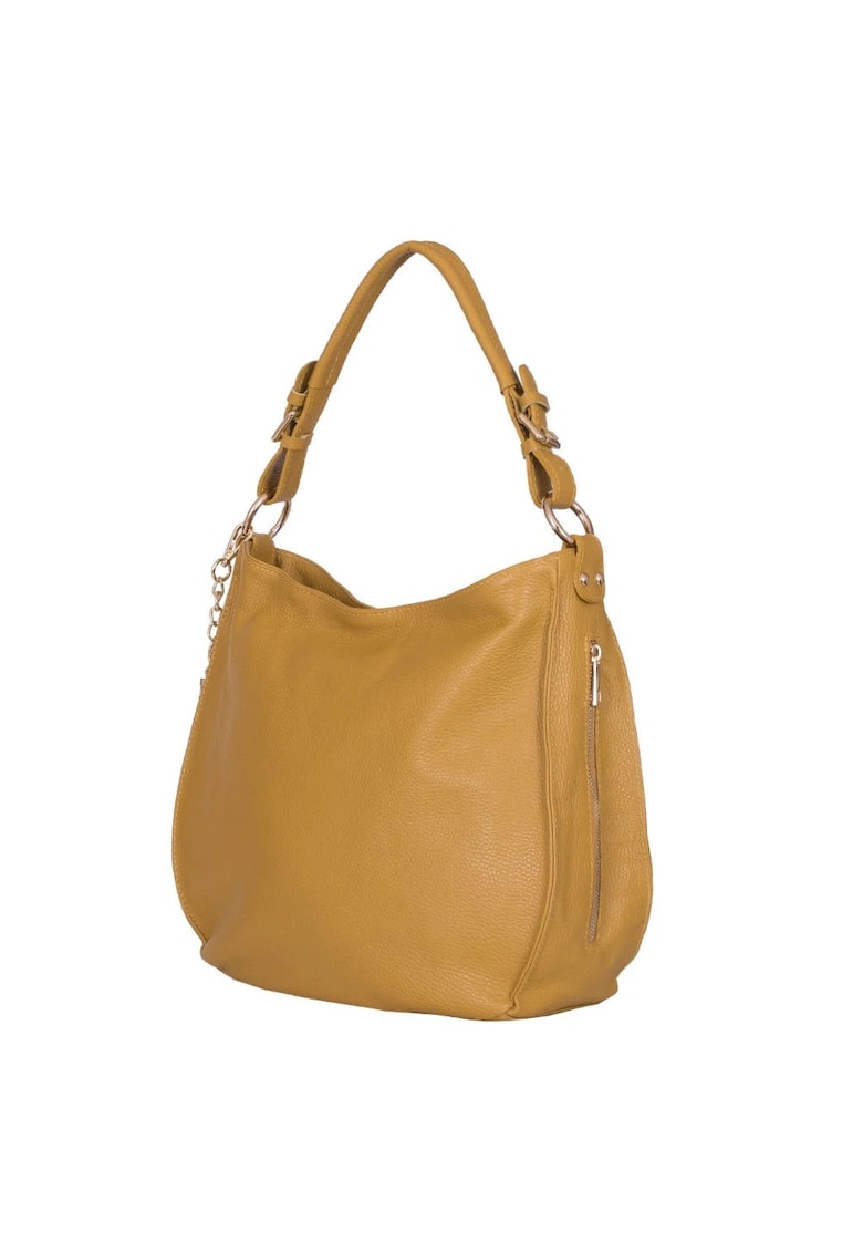 Geantă piele naturală Edina galbenă - 2 compartimente - 29x36x13cm