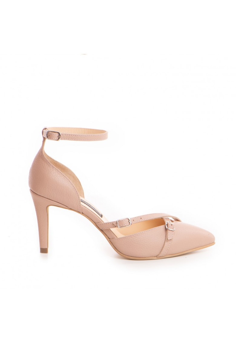 Pantofi stiletto piele naturala Bej Iza