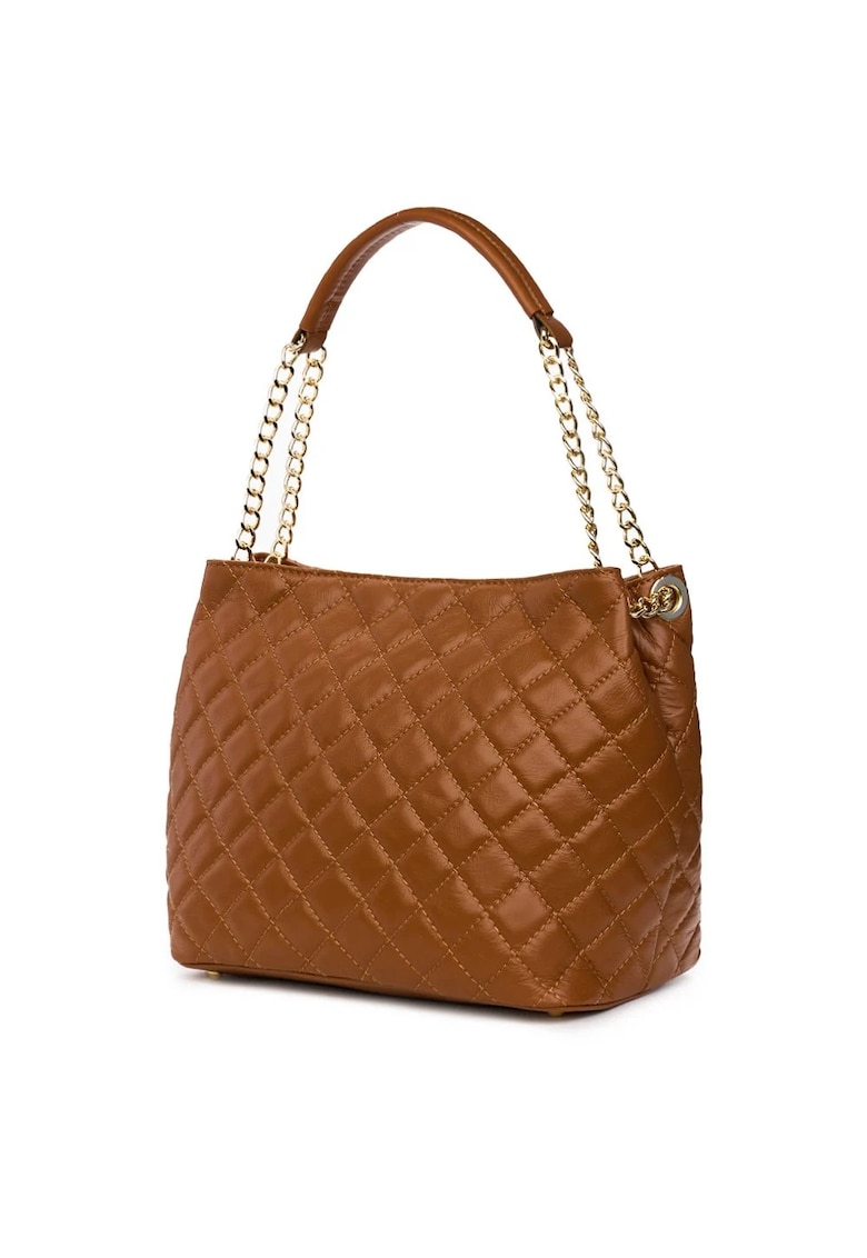 Geantă din piele naturală Paloma - maro - 30x35x18cm - cu două compartimente