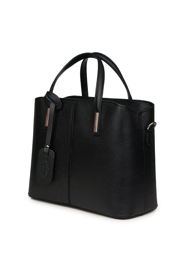 Geantă damă Gianna piele naturală neagră - 26x33x14cm - cu două compartimente