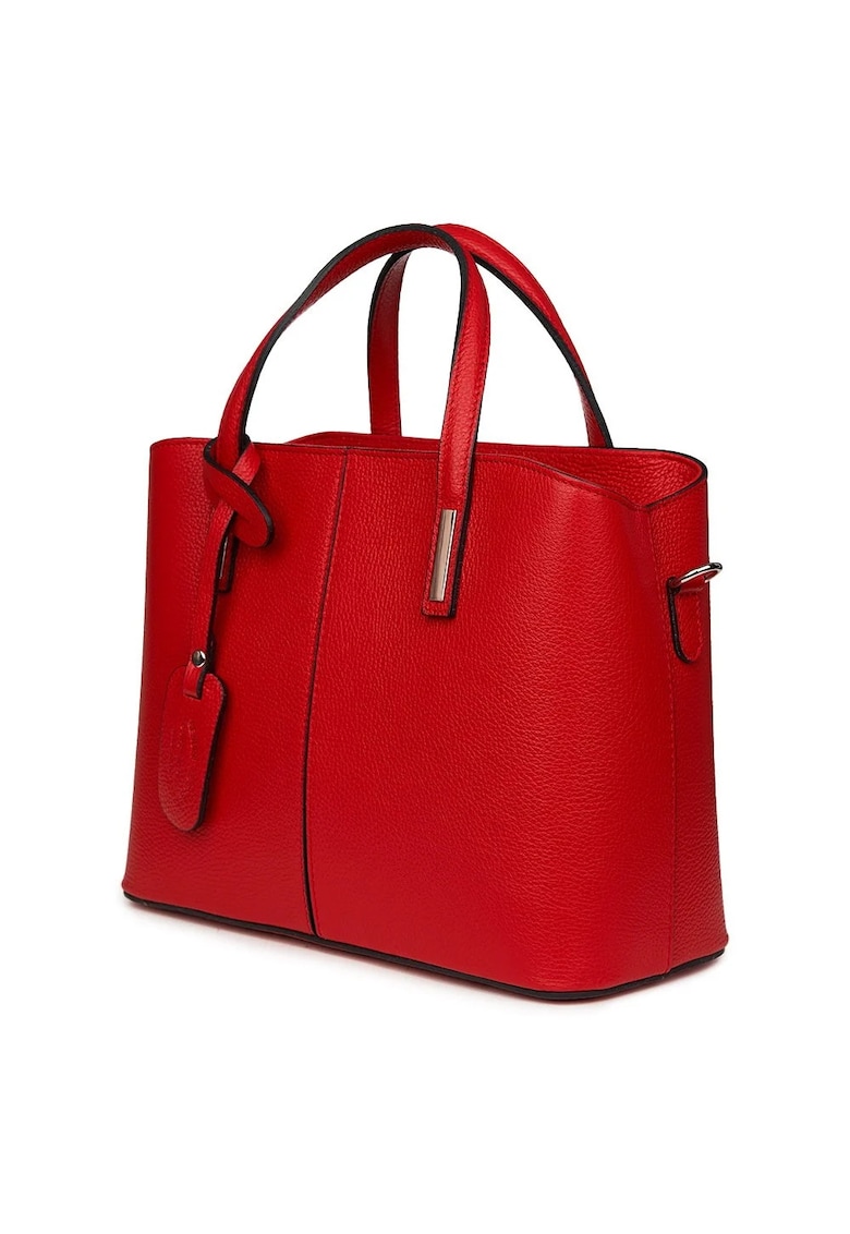 Geantă femei din piele naturală Gianna - roșie - 26x33x14cm - două compartimente