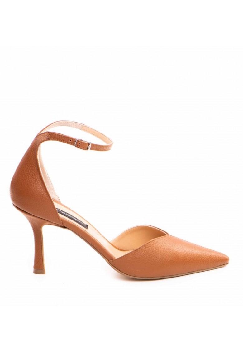 Pantofi stiletto piele naturala Camel Classy