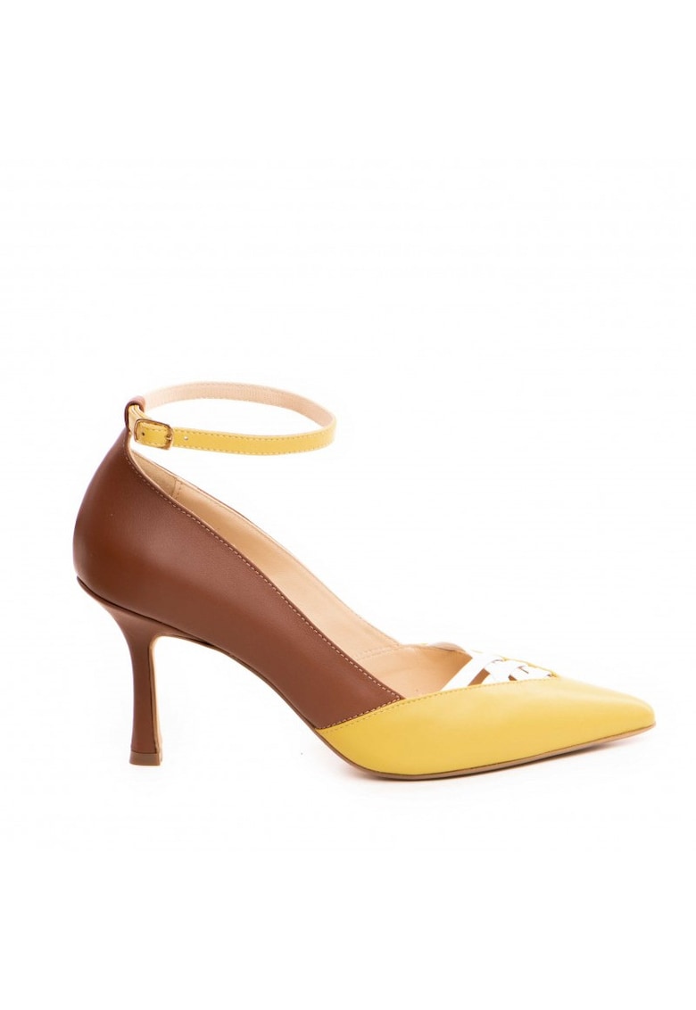 Pantofi stiletto piele naturala Camel Yasmina