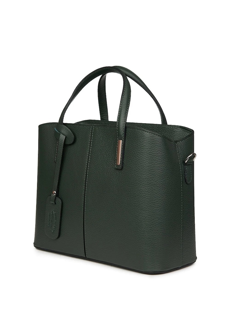Geantă damă piele naturală Gianna - verde închis - 26x33x14cm - cu două compartimente