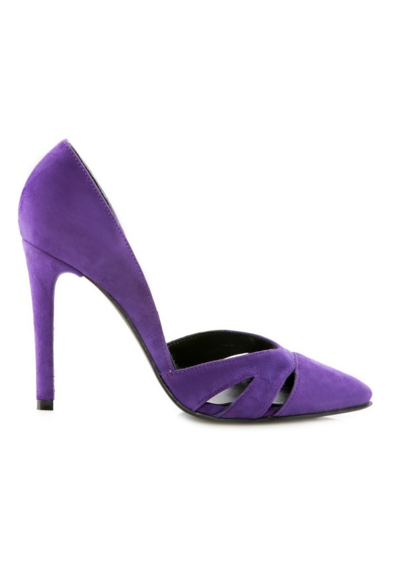 Pantofi stiletto piele naturala Mov Cut Out