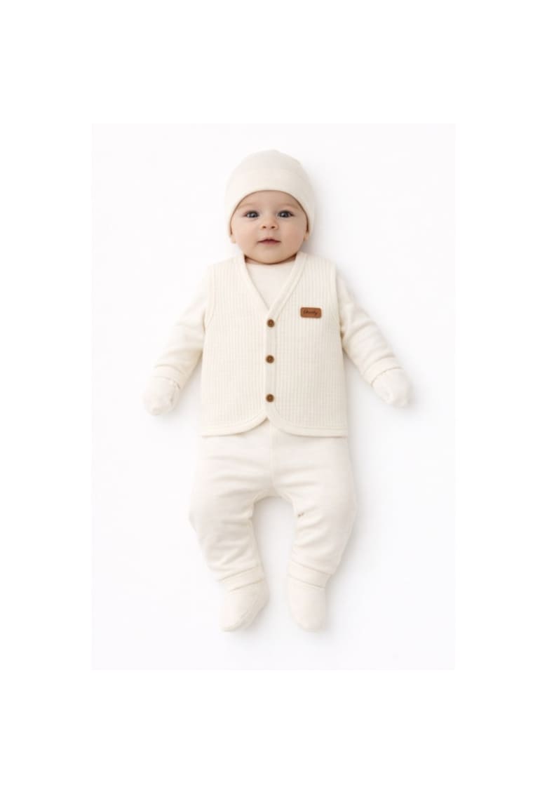 Vesta bebelusi - 6-9 luni - crem - bumbac - 62-68cm - cu nasturi