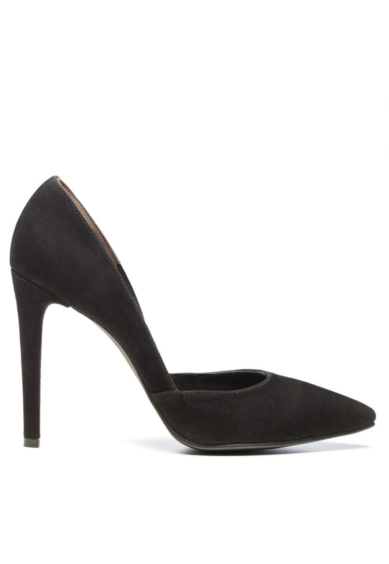 Pantofi stiletto piele naturala Negru Velvet