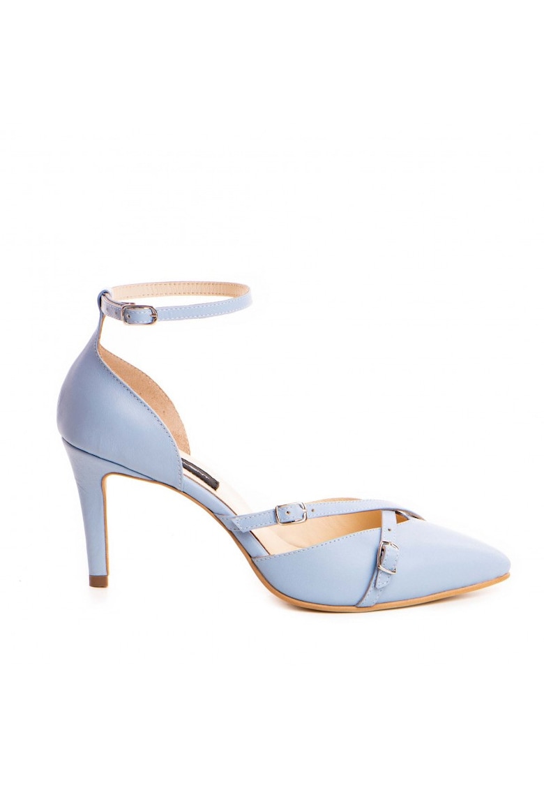 Pantofi stiletto piele naturala Bleu Iza