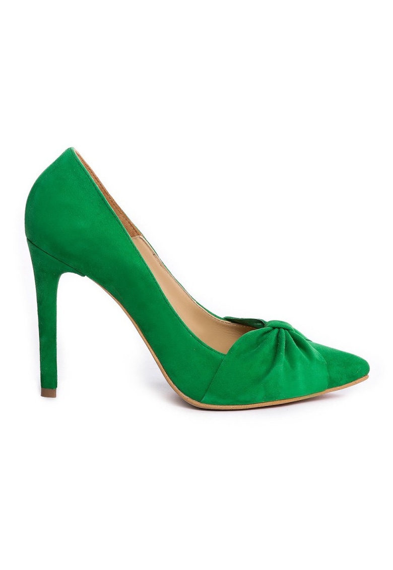 Pantofi stiletto piele naturala Verde Amelie Turban