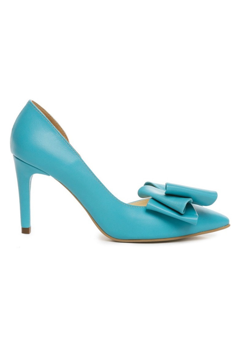 Pantofi stiletto piele naturala Turquoise Cut
