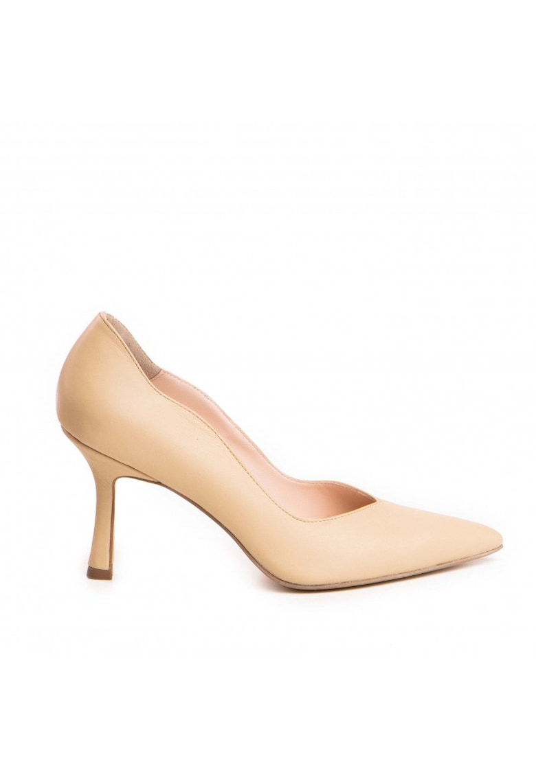 Pantofi stiletto piele naturala Crem Amalia