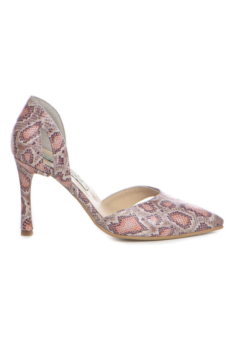Pantofi stiletto piele naturala Beige Zaira