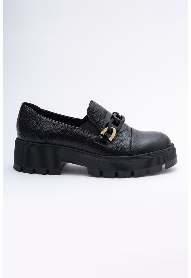 Pantofi loafer cu detaliu lant - Negru