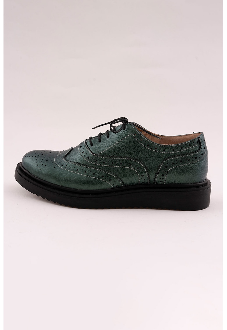 Pantofi brogue de piele - Verde inchis