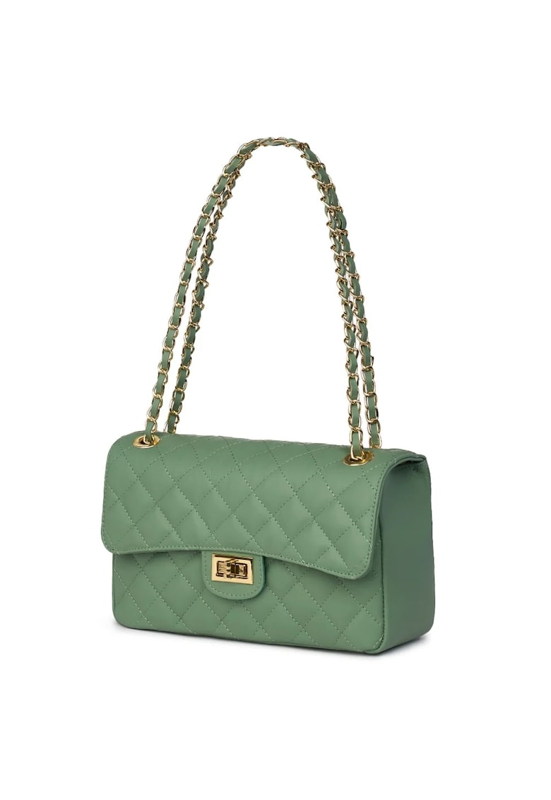 Poseta din piele matlasata Angela verde fistic