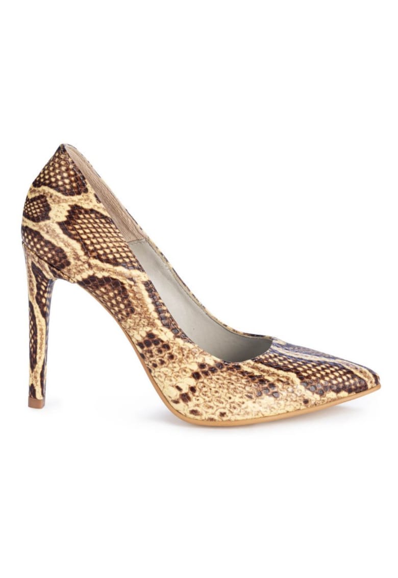 Pantofi stiletto piele naturala Galben
